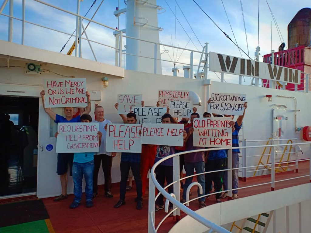 vinodsingh1988's tweet photo. Vessel ‘Win Win’ arrested by Indonesian navy for last 5 months under alleged charges of dropping anchor in Indonesian territory without taking permission from authorities.Indian crew on board are stranded, have not been allowed to sign off.@MEAIndia @shipmin_india @DrSJaishankar https://t.co/kuFdfZfG0p