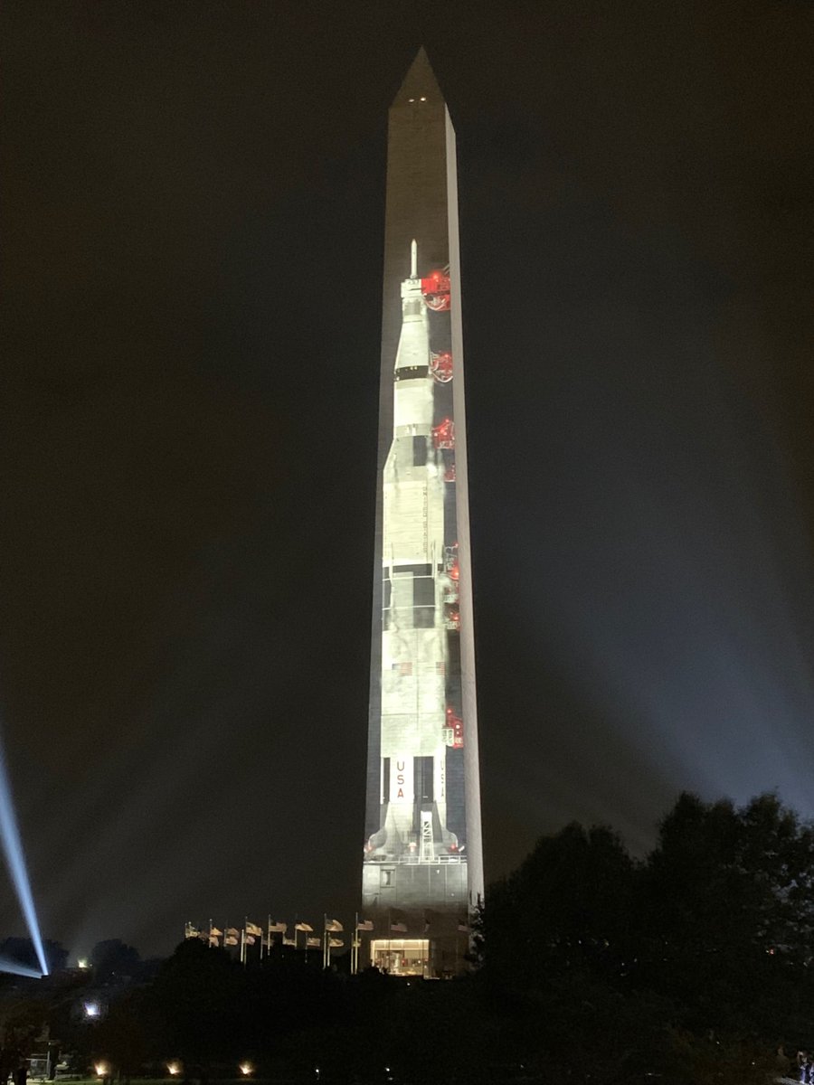 MarcasBamman's tweet photo. Awesome sight! Celebrated launch of Apollo 11 at the Washington Monument Tuesday night! https://t.co/6zIRkuI0nN