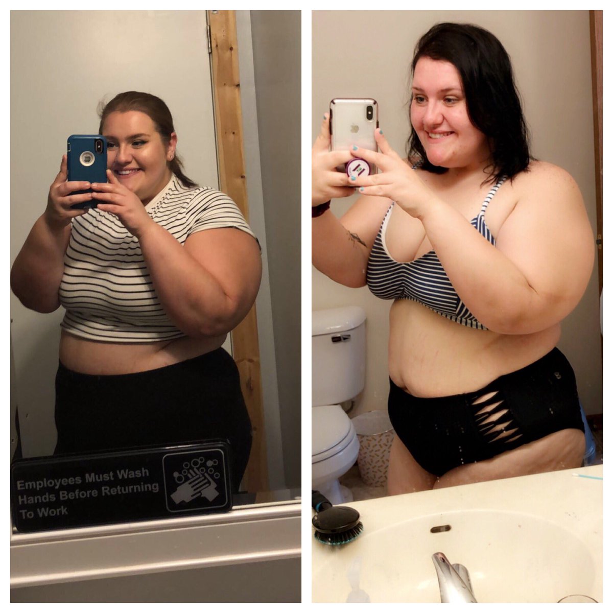 hi I’m pretty proud of myself and how much weight I’ve lost in a year so here’s a pic to compare myself last year vs this year :) I still have a long way to go but progress is progress! #weightlossjourney #80lbsdown