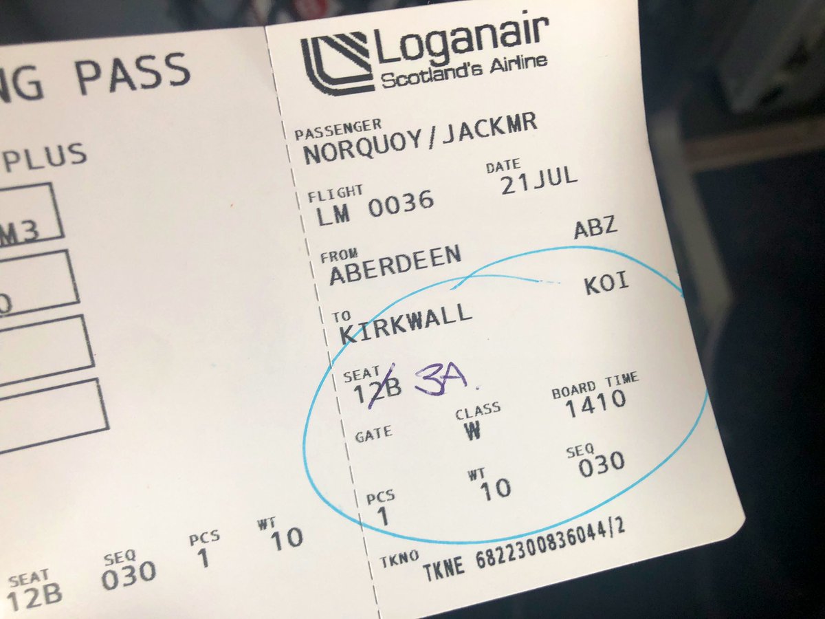 Only on a flight home to Orkney would you be allocated a seat that didn’t actually exist on the plane ✈️