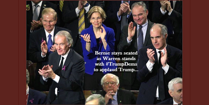 NineInchBride's tweet photo. #BernieSanders doesn't stand & clap for Trump!
Neither does #TheSquad!
The rest are #TrumpDems… https://t.co/dqpVOovHze