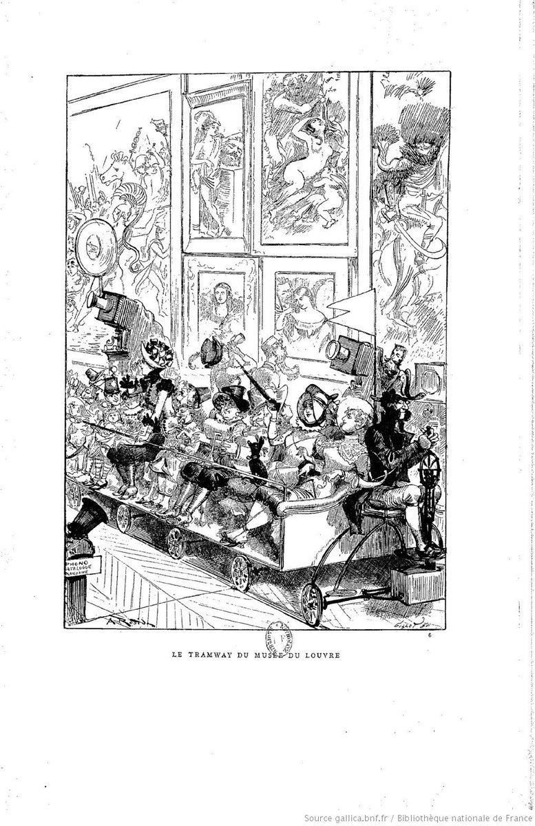 milenapir's tweet photo. L'any 1883 #AlbertRobida va imaginar el futur.
Una visita exprès al @MuseeLouvre en tramvia o els fotògrafs amuntegant-se sobre les obres són algunes de les visions que recull "Le vingtième siècle".
No us perdeu la consulta a @GallicaBnF 👉 https://t.co/C8P2pGbJe5 https://t.co/7DIr2TF7Ui