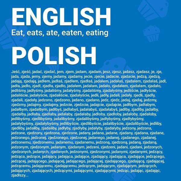 When someone is asking if Siri/Alexa is available in polish language... One word with 5 variations in English - hundreds in Polish and all with slightly different meaning. YES, POLISH LANGUAGE IS DIFFICULT.