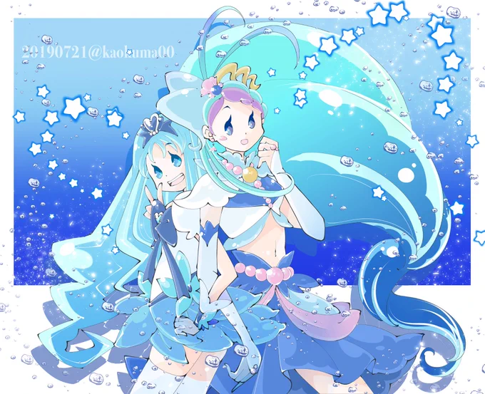 昨夜のお題、青色のプリキュア
海キュア〜🌊🐬
みなみさんお誕生日おめでとうございました✨
#プリキュア版深夜の真剣お絵描き60分一本勝負 