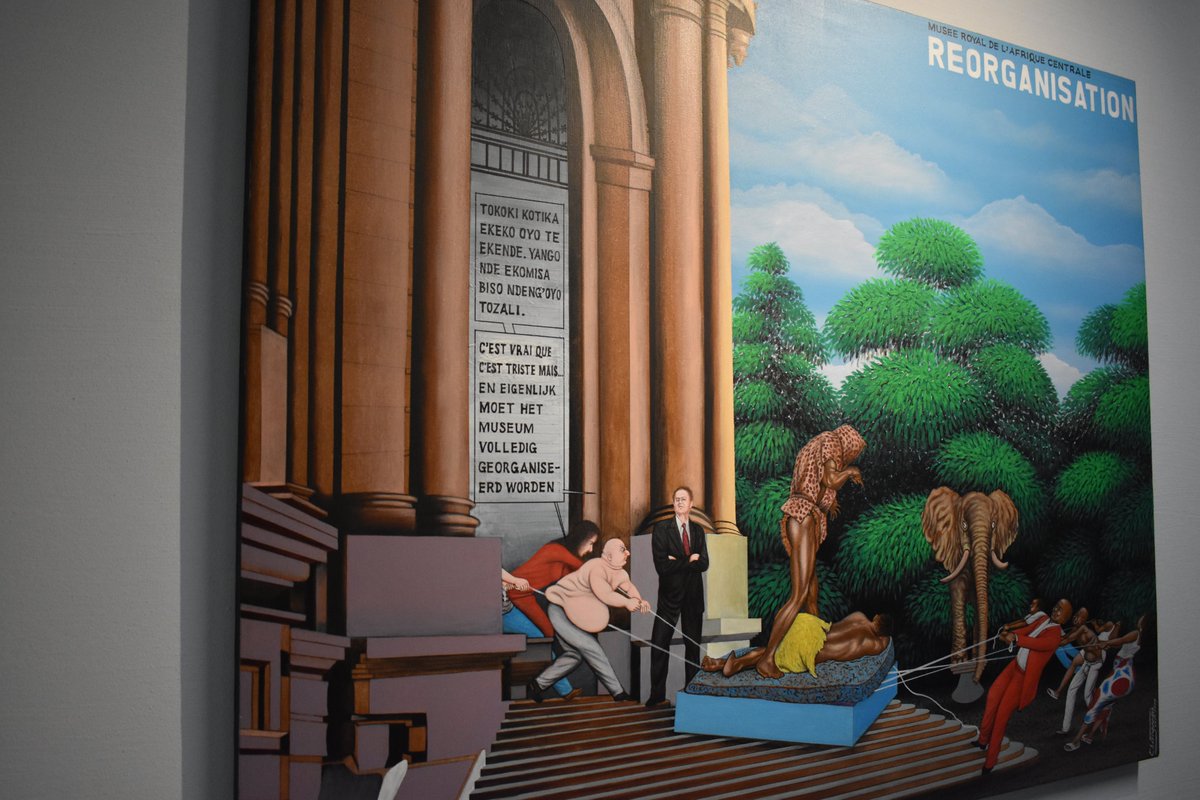 The first galleries start with transparency about what the museum used to be and about the process of transforming it; and they include work by Congolose artists that speaks to that process.