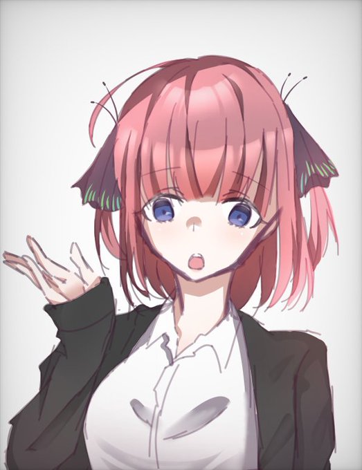 まめ_(┐「ε:)_さんがTwitterに投稿した中野二乃(五等分の花嫁)のイラスト。