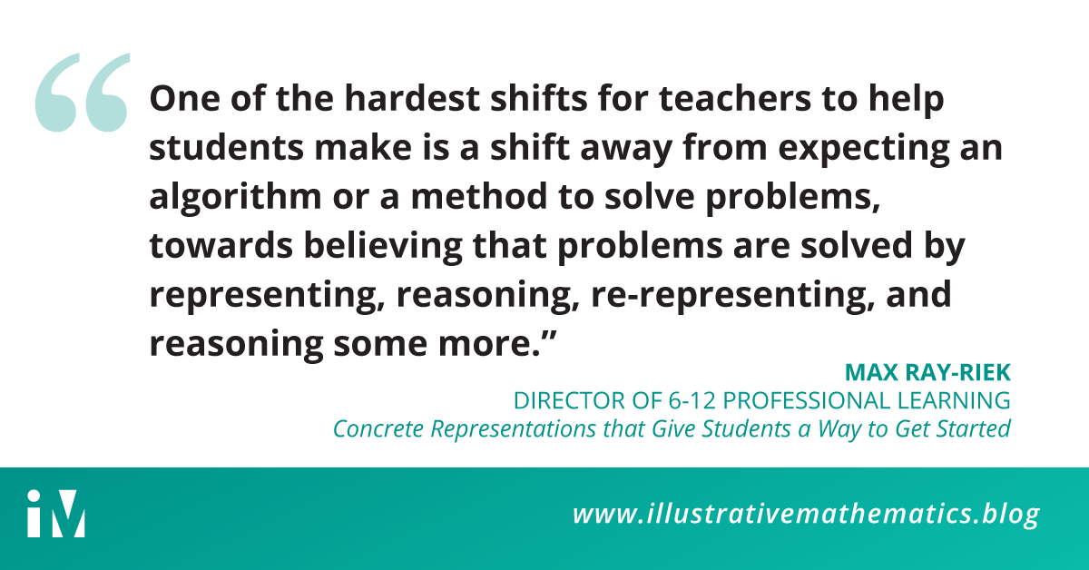 IllustrateMath's tweet photo. How do we help students get started on a new problem? Check out Max Ray-Riek’s latest blog post, the third in his series focusing on the student experience of problem-based learning. Read it here: https://t.co/6x1WBD0T5g #LearnWithIM https://t.co/aoSH1DeyLB