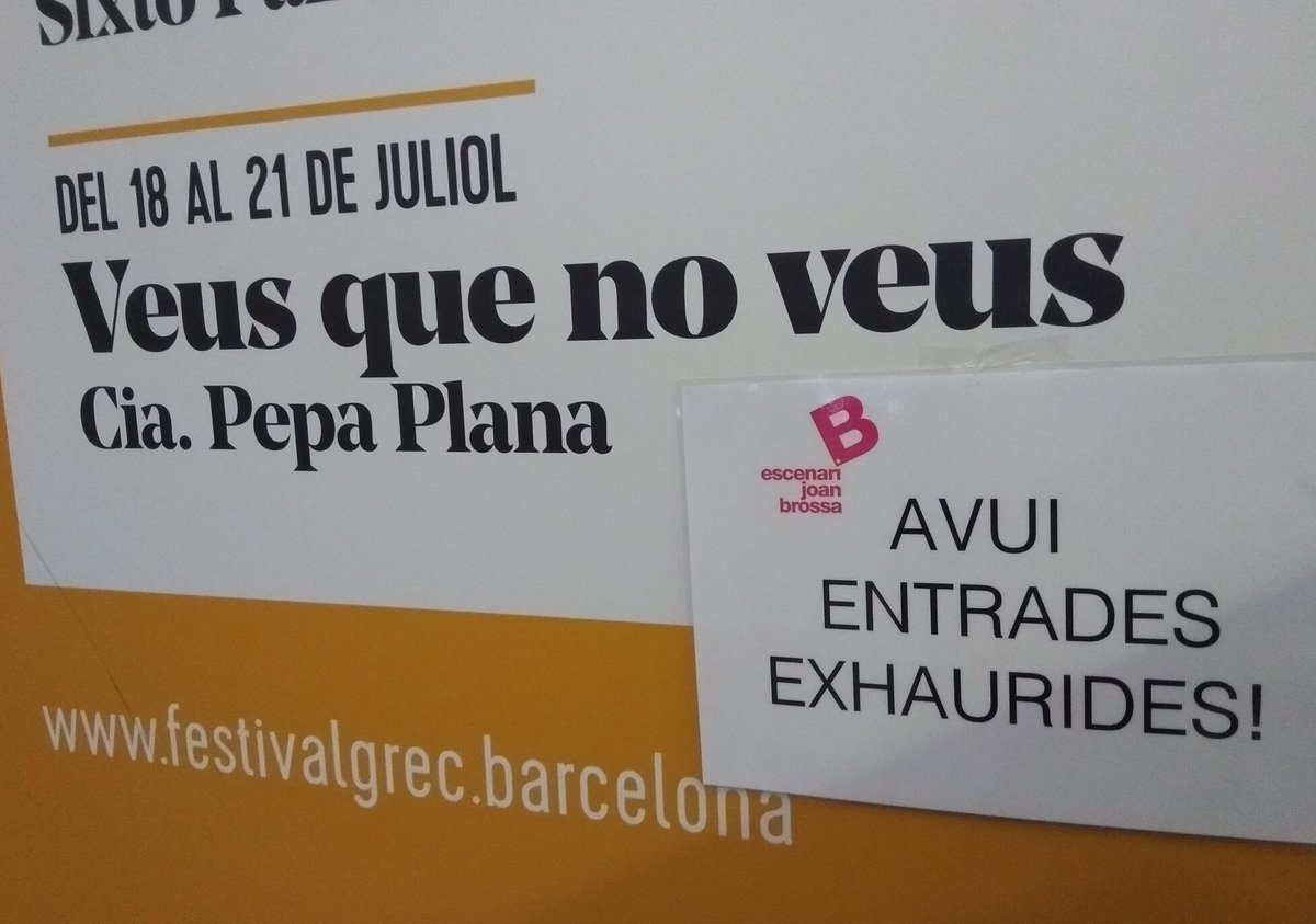 PepaPlana's tweet photo. Ultim #VeusQueNoVeusAlGrec amb entrades exhaurides. Així fa més il•lusió 😍 @EscenariBrossa @grecfestivalbcn https://t.co/yEU3YB6Js7