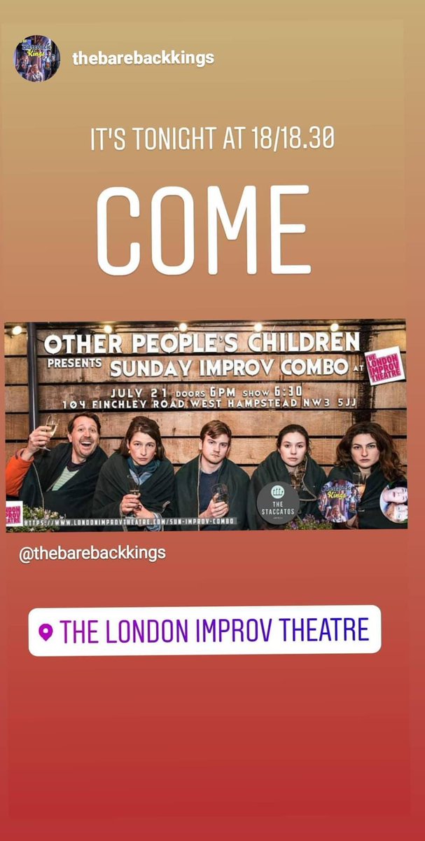 BarebackKings's tweet photo. It's tonight 18.00/30 @otherchilds awesome night at #thelondonimprovtheatre with us, #thestacattos &amp; @LittleBitTender
Tearing Sunday night a new one with some #improv #livecomedy https://t.co/4gGdDLECUq