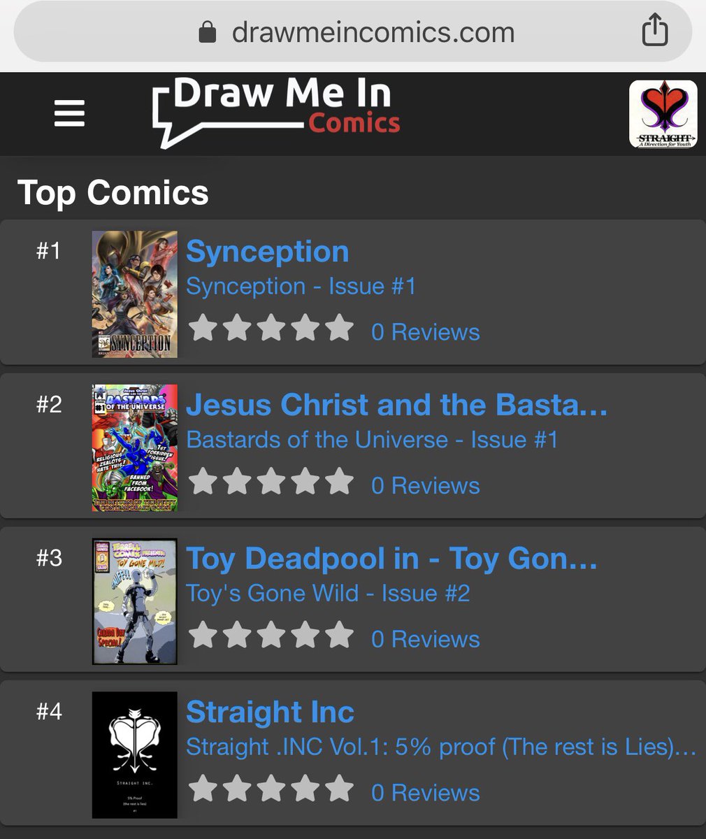 straight_inc_'s tweet photo. Straight .Inc Issue #1 is currently sitting at #4 on the top comics list @DrawMeInComics, if you wanna check out the first issue you can @
https://t.co/Rt7aT21rwz
Please leave a review of the comic after you have read it! https://t.co/OshmQ5zExH