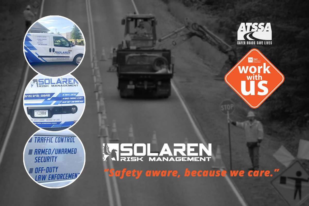 SolarenRM's tweet photo. What’s New In Nashville? Solaren Is Proud To Unveil Some Of Its New Traffic Control Fleet. Read news: https://t.co/skeaTaXiiO
#Nashville #TrafficControl #Flagger #RoadConstruction https://t.co/uNaV3fHmIF