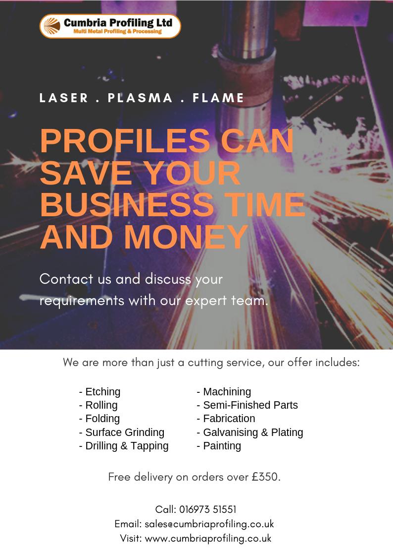 CumbriaPro's tweet photo. Profiles can save your business time and money!

Contact Cumbria Profiling today at sales@cumbriaprofiling.co.uk or call 01693 51551 to discuss your requirements with our team. 

#Laser #Plasma #Flame https://t.co/71F5Yu45R5