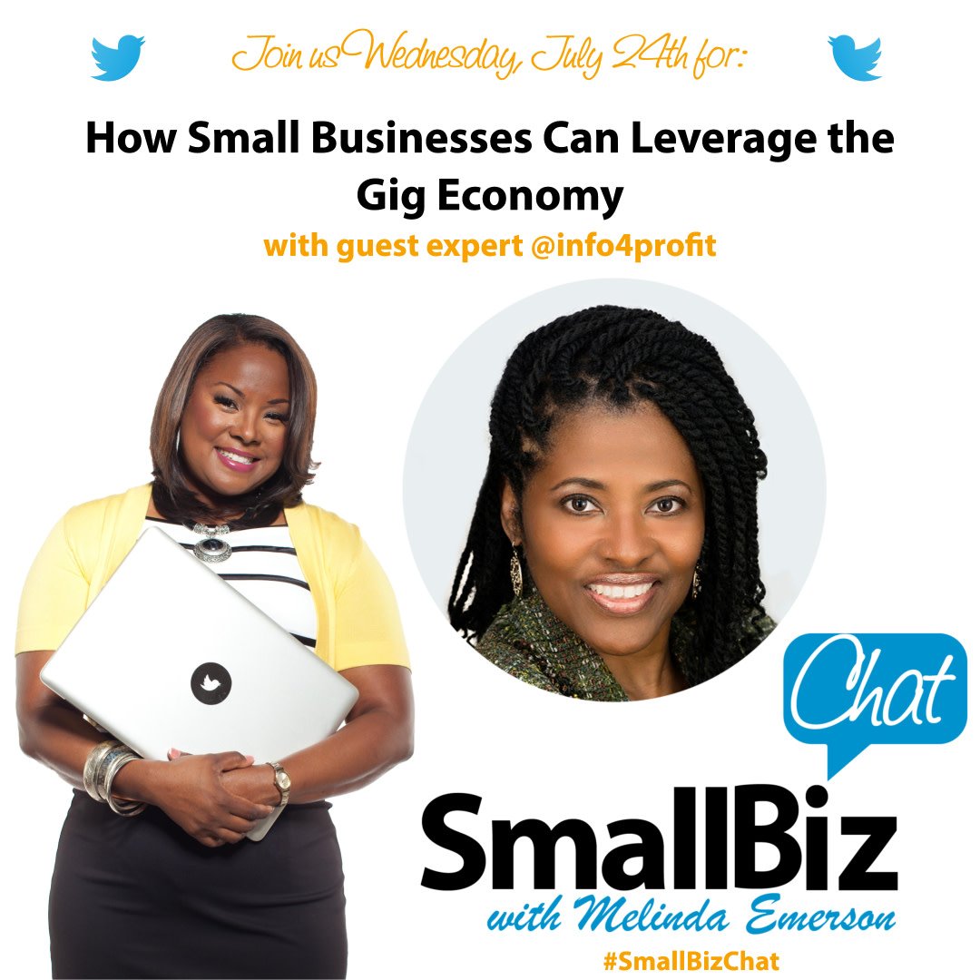 SmallBizLady's tweet photo. On our next #smallbizchat we've got @info4profit who will explain how small business owners can capitalize on the gig economy! Don't miss it! https://t.co/aTQCL2A64W #smallbizlady #smallbiz #business https://t.co/JWl04holZt