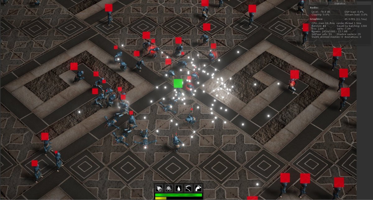 majedaltaemi's tweet photo. thinking on implementing some kind of rougelike+secret identity game mode. if someone out there has a good idea of where i should be taking this project let me know. all the main systems are done but some GC(from networking) and Threading issues(when destroying particles). https://t.co/WNOv2P1u1Q