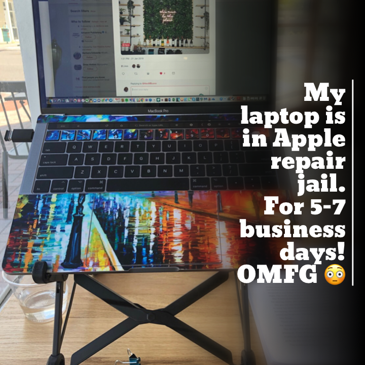 SabinePriestley's tweet photo. Computerless for the first time in decades. Letโs see how much I can do with my iPad and phone. #howwillisurvive https://t.co/NOFSH8a732