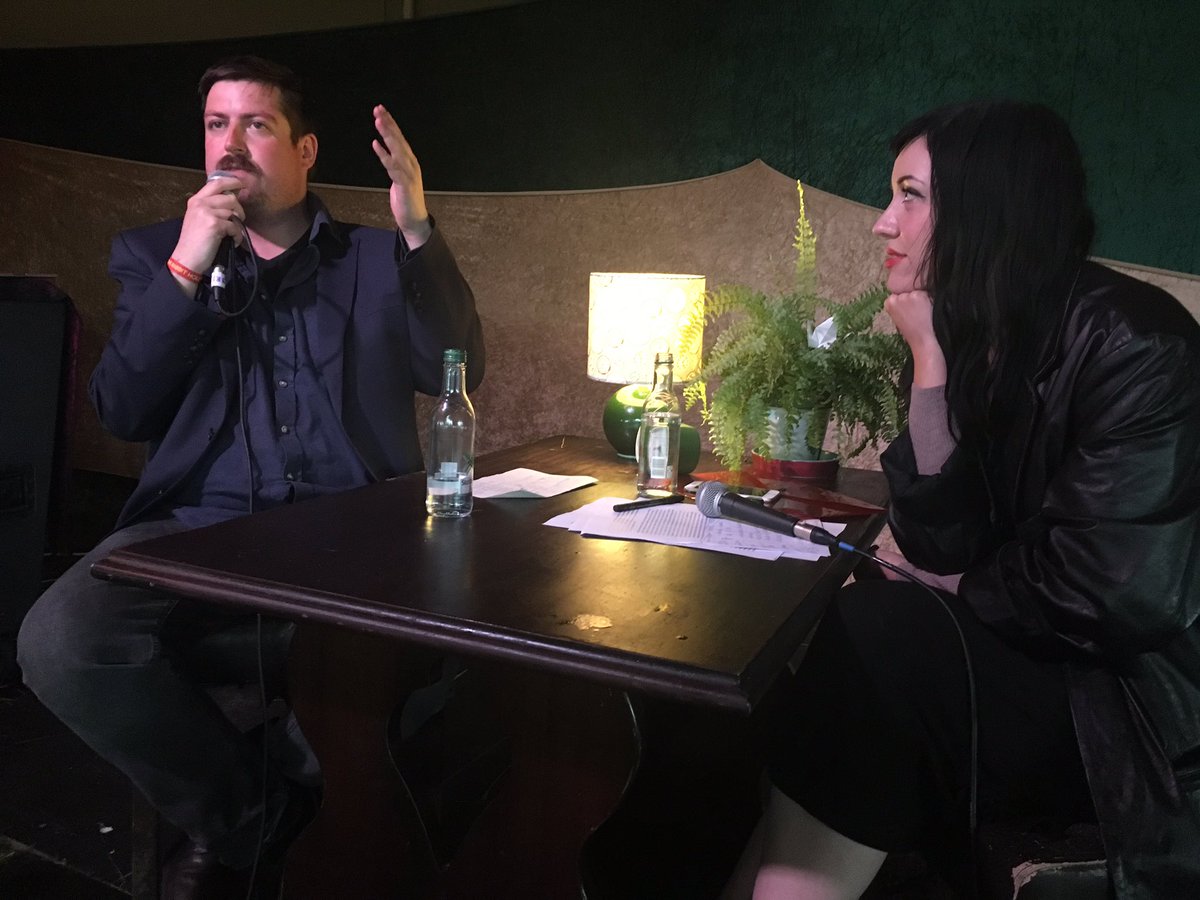 jm_stout's tweet photo. Live podcast with @David_Jamieson7 @kittycatboyd at  #Douniversity - on massive societal change, mental health &amp; death of God, so far... https://t.co/u6EdXutA7k