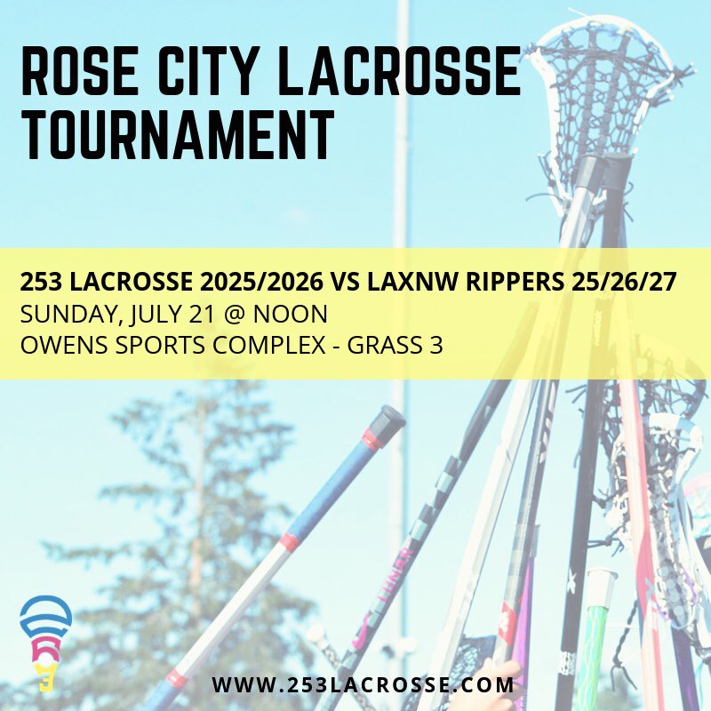 253lax's tweet photo. Final day of tournament weekend! Check out the schedule for the 2025/2026 team at the Rose City Lacrosse Tournament!

#253lax #oregonlacrosse #tourneyweekend https://t.co/wF1r4gYlbZ