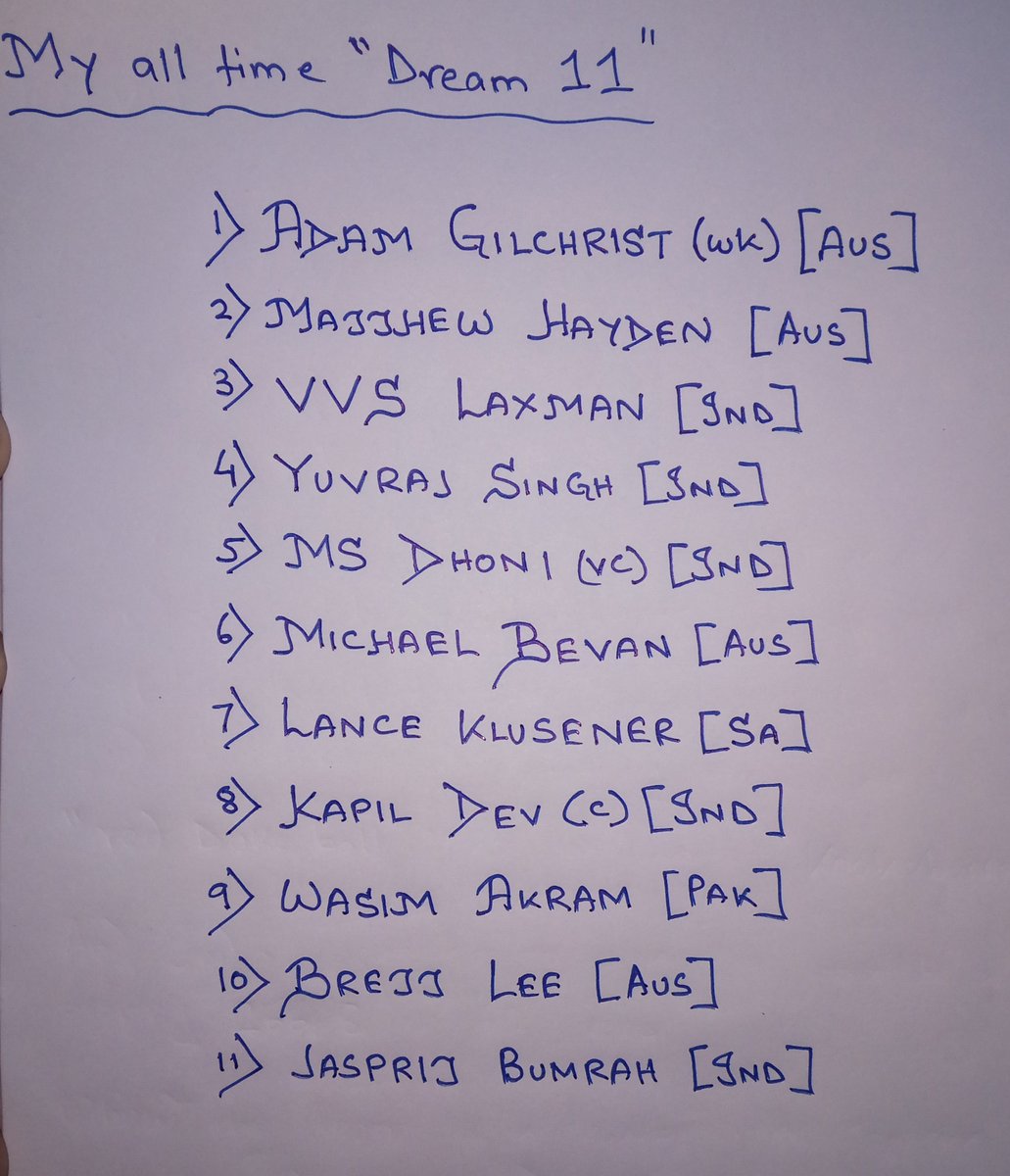 ArkaBanerjee16's tweet photo. How's it? @bhogleharsha 
My all time 11 https://t.co/UWX63kgZEU