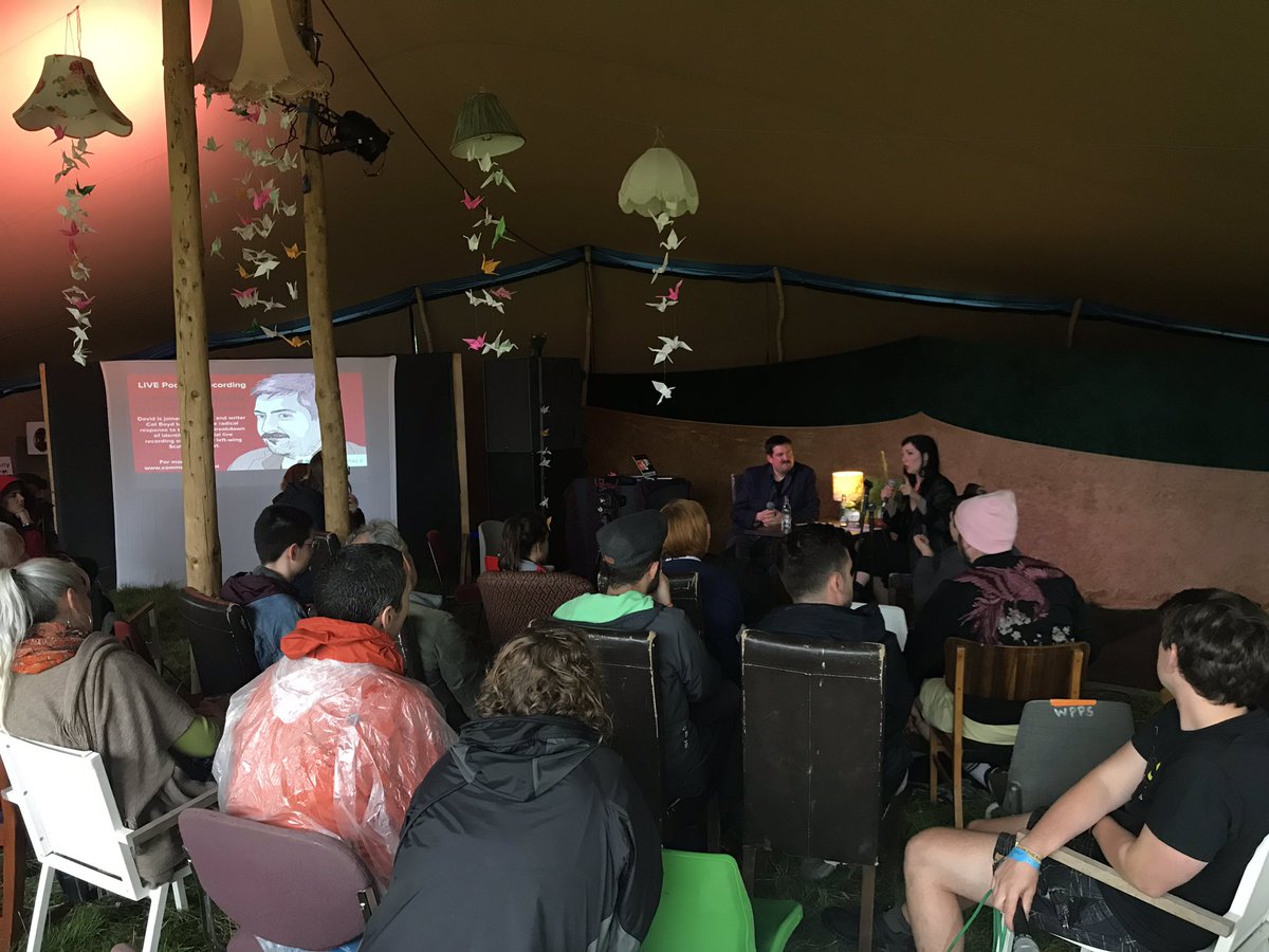 RhiannonDavies's tweet photo. .@David_Jamieson7 and @kittycatboyd recording a Beyond The Noise podcast in the #Douniversity tent of @dounetherabbit - tackling big issues around mental health, religion, individualism and neoliberalism. https://t.co/cdI1eHcJmp