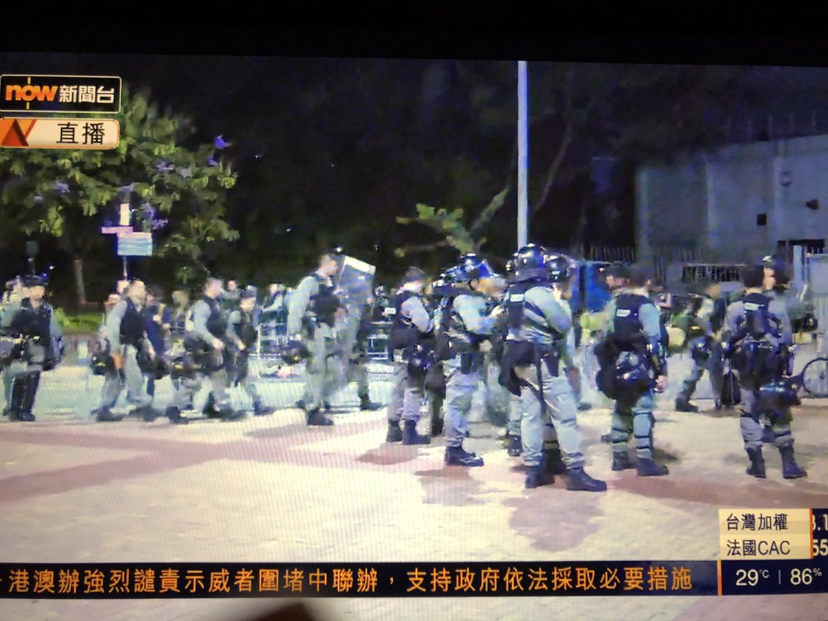 hours after firing tear gas and rubber bullets in hk island at protesters, police can’t or won’t enter a village where hundreds of armed thugs are hanging out