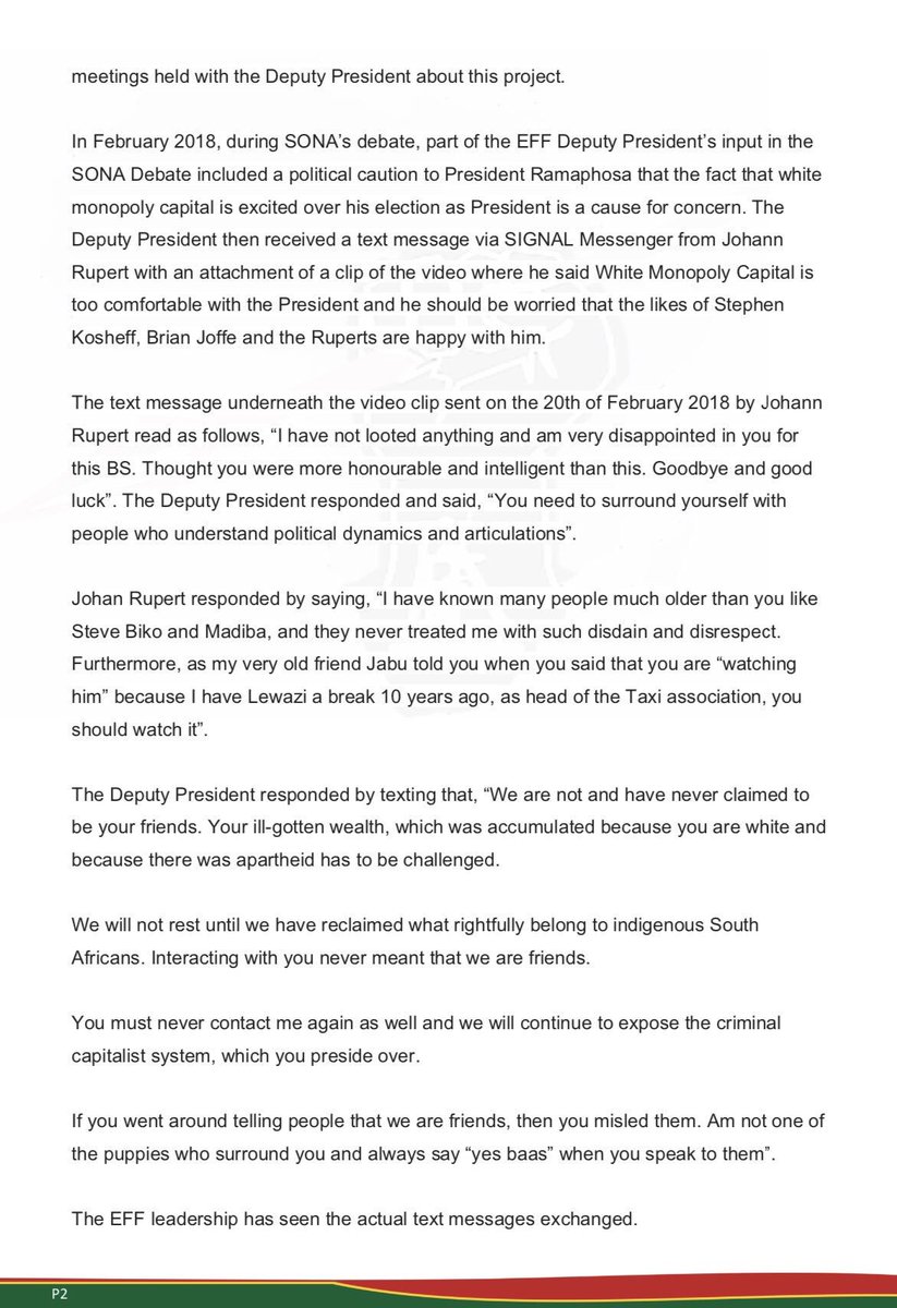 FloydShivambu's tweet photo. FACTS:
1. I have no relationship with Ruperts.
2. I have never asked for any form of organisational or personal assistance from Rupert! 
3. I have never received any form of assistance from Rupert! 
 4. White Monopoly Capital remains the primary enemy in the war for freedom! https://t.co/c4IVeJ1pnu