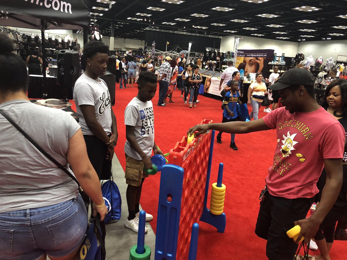 Hot1009indy's tweet photo. We’re at the Indiana Black Expo, Inc. having fun with the community. The exhibit is FREE! Check Indianapolis Black own comic books, all of the Divine 9, Meijer is giving away full size bottle of Mielle Organics inside the health fair, and much more #Hot963 #HotRunsIndy #IBE19 https://t.co/46KrOPS6w3