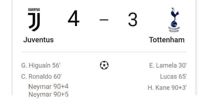 Clamoroso: cambiato il punteggio di #JuventusTottenham dopo la firma di Neymar!