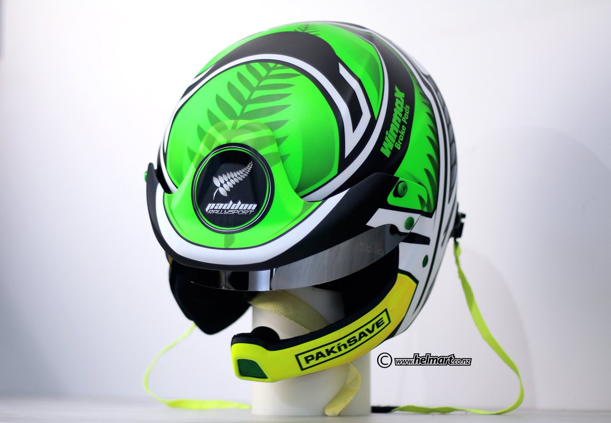 HaydenPaddon's tweet photo. Massive thanks to Tyler from @helmartdesign who whipped together our amazing new helmet colours in no time - incorporating some Kiwiana and our traditional green colours. #paddonspack #looksfast https://t.co/L6dgxDk6tS