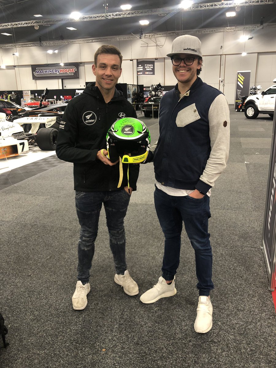 HaydenPaddon's tweet photo. Massive thanks to Tyler from @helmartdesign who whipped together our amazing new helmet colours in no time - incorporating some Kiwiana and our traditional green colours. #paddonspack #looksfast https://t.co/L6dgxDk6tS