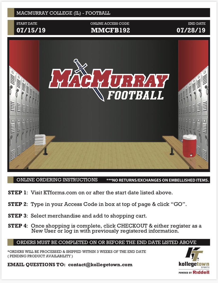 MacMurrayFB's tweet photo. Don’t get caught in last years style. Get some new #MacGear before it’s too late! #FearTheSword #ClaimOurLand https://t.co/ISl94sjaZd