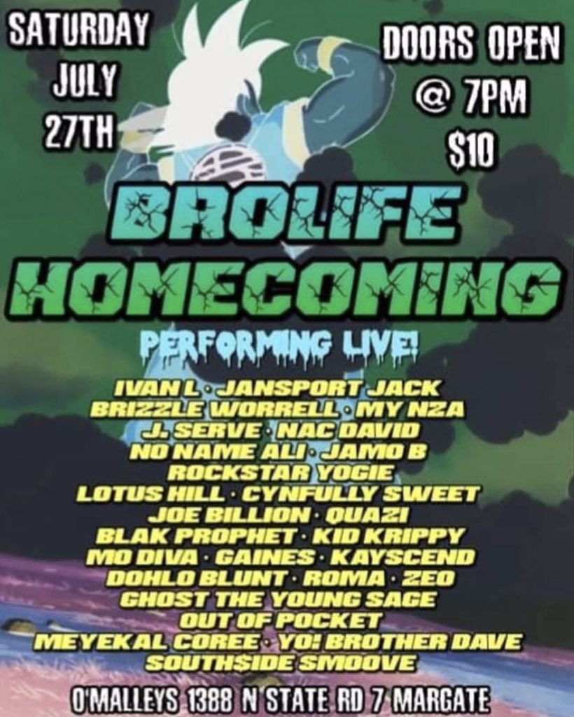 LotusHill_'s tweet photo. Performing at the @BroLifeMusic Homecoming show this Saturday, 7/27 at @OMalleysMargate. Doors open at 7pm. https://t.co/D887gOYcWb