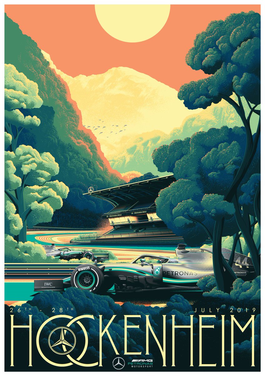 Carlomrtz's tweet photo. @MercedesAMGF1's #germanGP at #hockenheim official poster by @FormulaMoney https://t.co/7bewklGFMZ