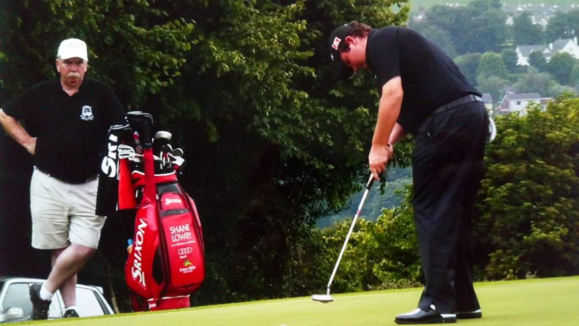 PdTiny's tweet photo. Unbelievable golf from @ShaneLowryGolf couldn't happen to a nicer guy.. here's a picture of him when the old fella caddied for him on the official opening of @cobhgolfclub in 2010 #TheOpen #Portrush https://t.co/4Ec4IiONQ9