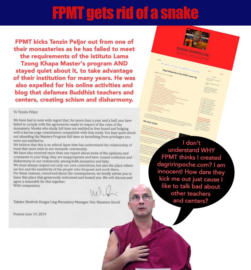 snowIiens's tweet photo. Ever wonder why #PeljorTenzin was expelled from #FPMT?

#Traitor #Tibet #Tibetans #FreeTibet #defamationcase #DalaiLama #LamaZopaRinpoche https://t.co/Zn5eNZ7r8i