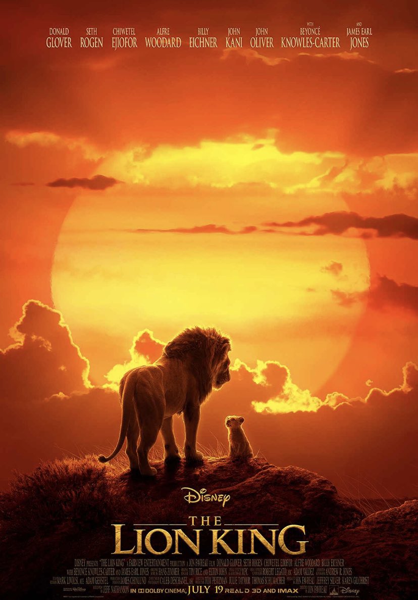 Roll_CreditsPod's tweet photo. THE LION KING

Bryan’s Score: 75
Aaron’s Score: 70

ComboScore: 68.8

Directed by: Jon Favreau

Starring: Donald Glover, Beyoncé, Seth Rogan, Billy Eichner, Chiwetel Ejiofor, John Oliver, and James Earl Jones https://t.co/KD5YpJAo5u