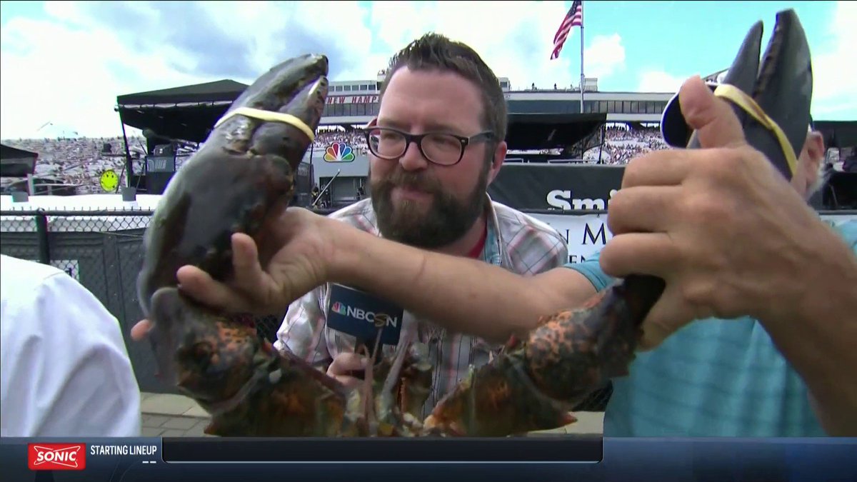 That lobster's claw is the size of <a href="/RutledgeWood/">Rutledge Wood</a>'s head!

The lobster will go to the winner of today's race at <a href="/NHMS/">New Hampshire Motor Speedway</a>, live NOW on NBCSN. Stream here: bit.ly/2xjJOAV