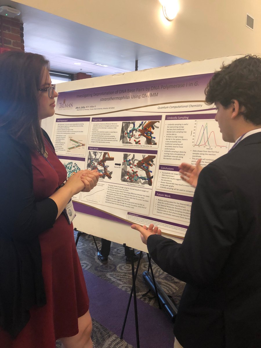 MERCURY_NSF's tweet photo. Jake Collins, from @TrumanState, presents their research with faculty mentor Dr. Bill Miller (@brmilleriii) at #MERCURY19. https://t.co/WlUnXxocLE