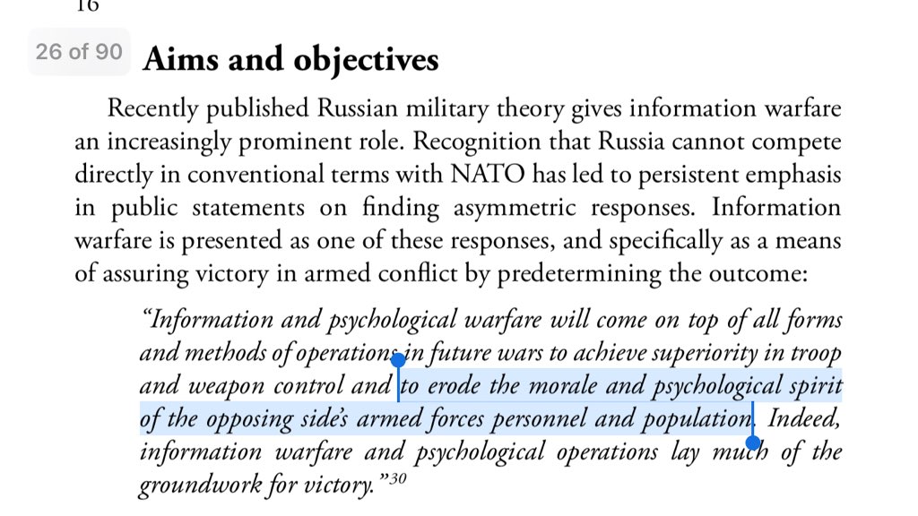 7/ FUNDAMENTALS OF DEMOCRACY: “Our doctrines do not allow us to do a lot of this stuff till the fighting basically starts.”But Russia considers itself to be in a state of war... lies and denial embedded into warfighting to erode the spirit of the target nation’s population.