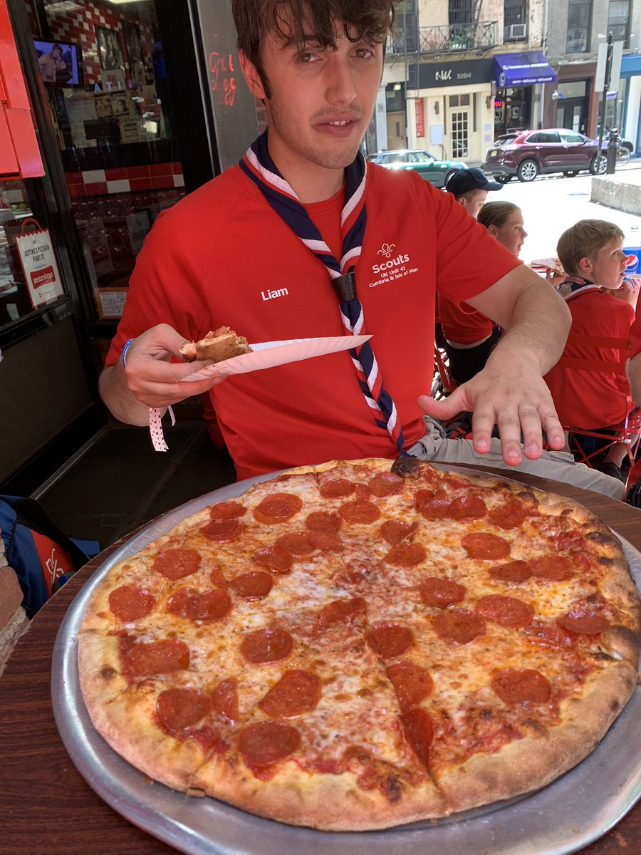unit48wsj's tweet photo. We’re busy exploring New York City. Times Square, Rockefeller Centre, Grand Centrak Station, 911 memorial and now the Staten Island Ferry to see some sights. Grumpy patrol also took a few moments to sample the best pizza on earth. #CumbriaScouts #wsj2019 https://t.co/SyjmzrdFbr
