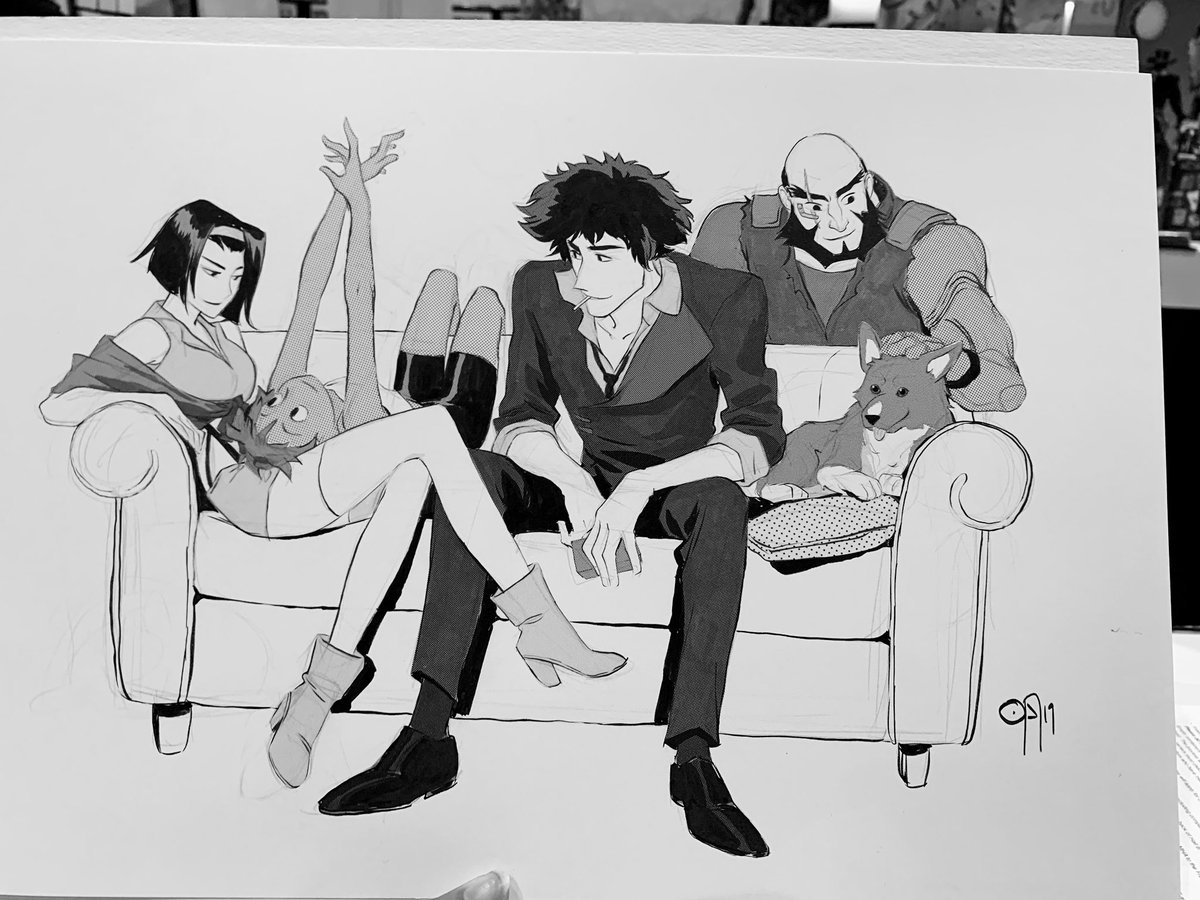 Family portrait. They couldn't fit Jet on the couch. #cowboybebop 