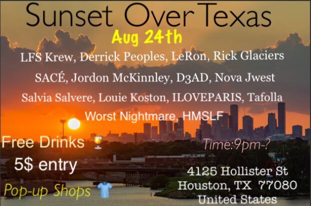 AyeSHROOM_'s tweet photo. Come show some love on the 24th!!#SunsetOverTexas https://t.co/mAWs6cyZHo