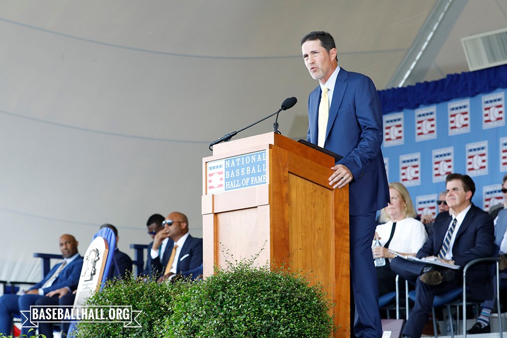 baseballhall's tweet photo. "How did a kid in small town, rural Pennsylvania play enough wiffleball to make it to the major leagues and pitch there for 18 years?" From the wiffle ball fields of Montoursville to the stage in Cooperstown. Congratulations, Moose. https://t.co/LF6oiuFitQ