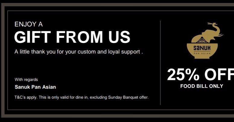 🖤🧡 Please show this voucher on your phone to receive 25% OFF your food bill! Ts &amp; Cs apply, see voucher for details. 🧡🖤#SpecialOffer #Thankyou #LoyalCustomers #PanAsian #HighOngar #Voucher #panasianfood #thaifood #singaporeanfood #chinesefood #25percentoffvoucher
🍜🍚🥘🐘