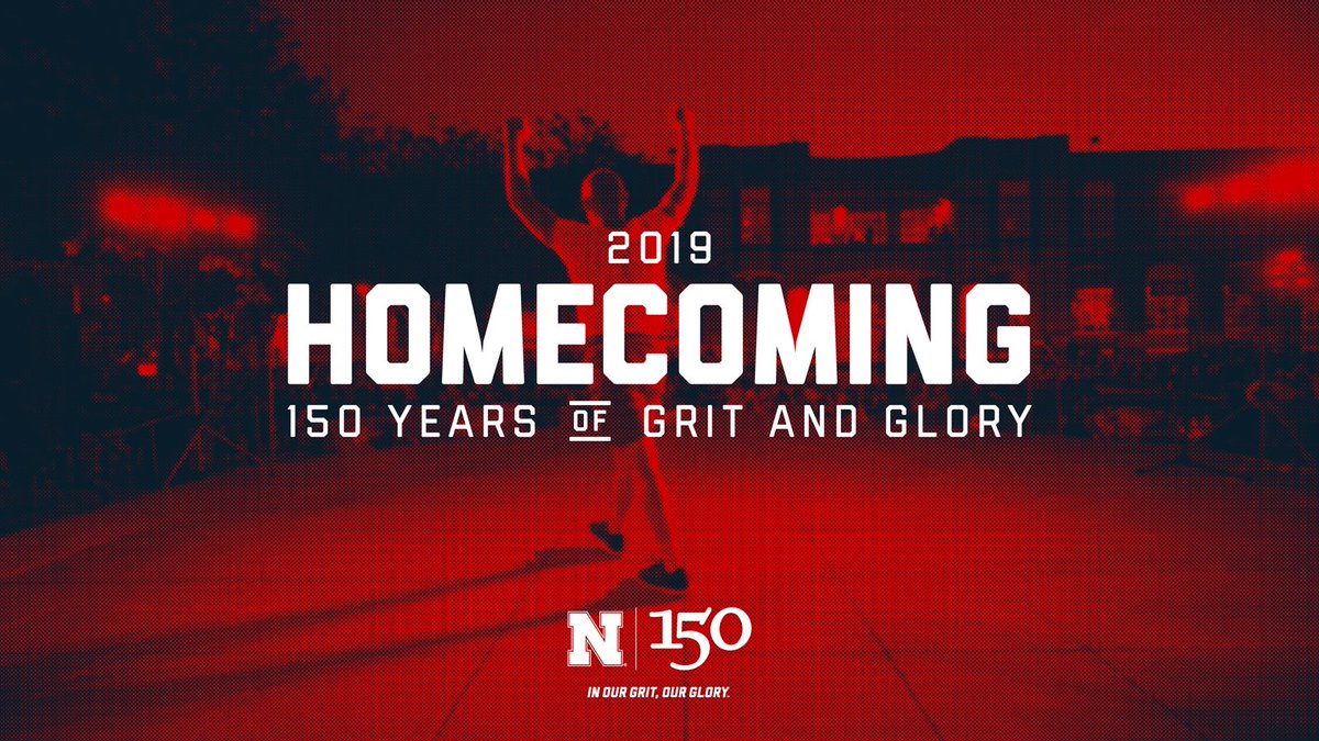 UNLincoln's tweet image. Mark your calendars! Whether you live in South Lincoln or South Carolina, it&apos;s time to come home. Join us for 2019 Homecoming: 150 Years of Grit and Glory from Sept. 29 - Oct. 5! 🎉›› ow.ly/HZLr50uYKHd #UNL