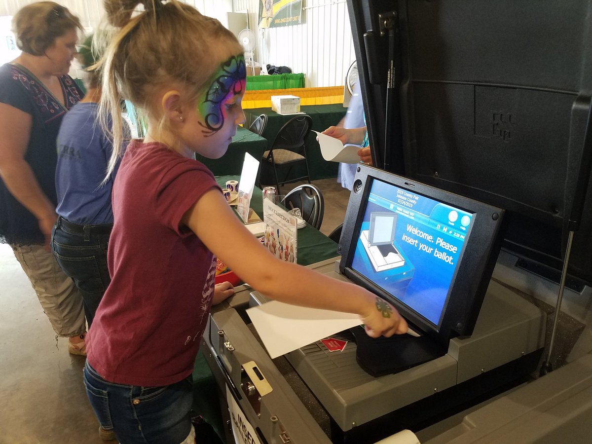 jcauditor's tweet photo. The journey of a young voter: in photos.

Our #JohnsonCountyFair mock election is open to ALL ages! Come vote for presidents and pigs! 🐷 https://t.co/Y66mCudZnN