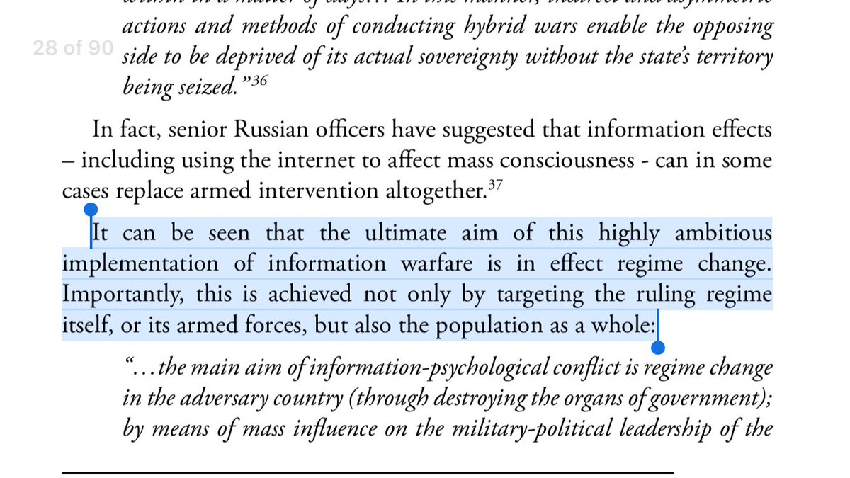 9/ WAKE UP AMERICA: “...a massive dedicated impact on the consciousness of citizens...within a matter of days... deprived of actual sovereignty without the state’s territory being seized.”IW’s aim: regime change... “through destroying the organs of govt.”Well done TrumPutin.