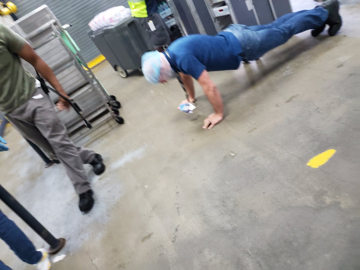 EWR Catering Ops Push Up Challenge #teamwork #core4 #sharedvalues #consistencyteam #weareEWR #OneteamOnegoal #cateringOPs @JMRoitman @blairtaylor773 @BsquaredUA @KevinSummerlin5 @EWRmike