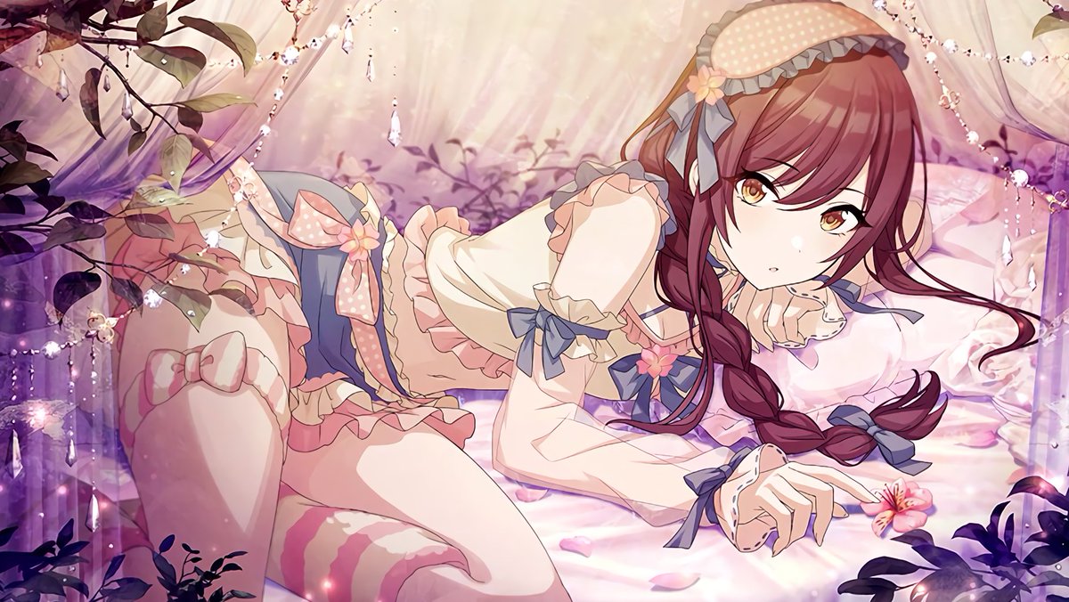 ✧ ALSTROEMERIA ✧in their second unit costumes, they mix together the feminine subcultures of mori-kei (forest-kei) & lolita in the form of sleepwear. the colors, loose fitting, and flower motifs are taken from mori-kei while the ruffles, bows, and patterns are lolita staples.