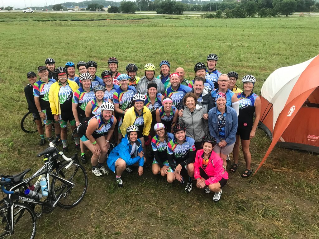 TeamStopALot's tweet photo. The morning rain hasn’t stopped us from having a fun first day of @RAGBRAI_IOWA! #RAGBRAI #ragbrai2019 https://t.co/ZLPRLSBH8J