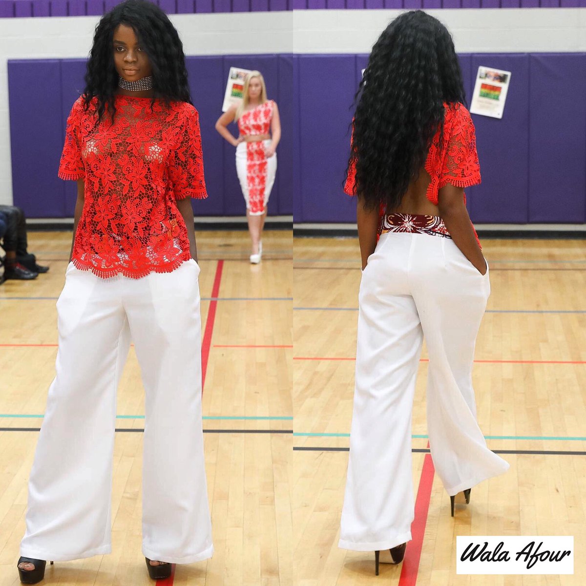 Collection: An African Daydream. Send a message to own this look.  Made to your measurements.

#walaafour #lacetop #laceblouse #bareback #backlessblouse #redblouse #palazzopants #whitepants #whitetrousers #widelegpants #widelegtrousers #onlineshopping #onlineboutique #shoponline